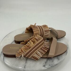 Kaanas rafia slip on leather sandals